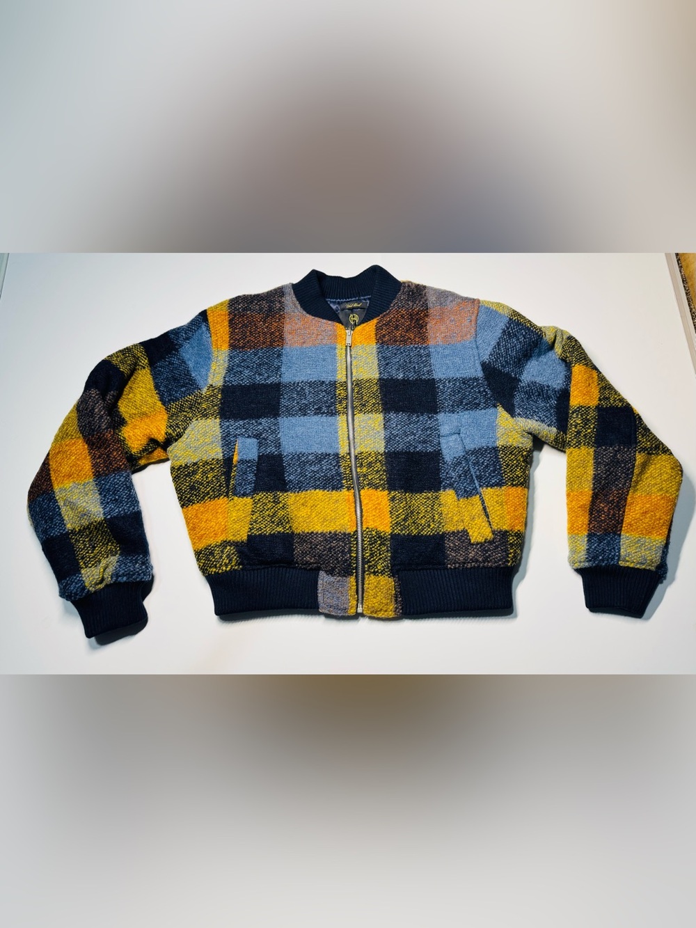 House of Harlow Women’s Wool Blend 1960 Plaid Bomber Jacket – Size Medium